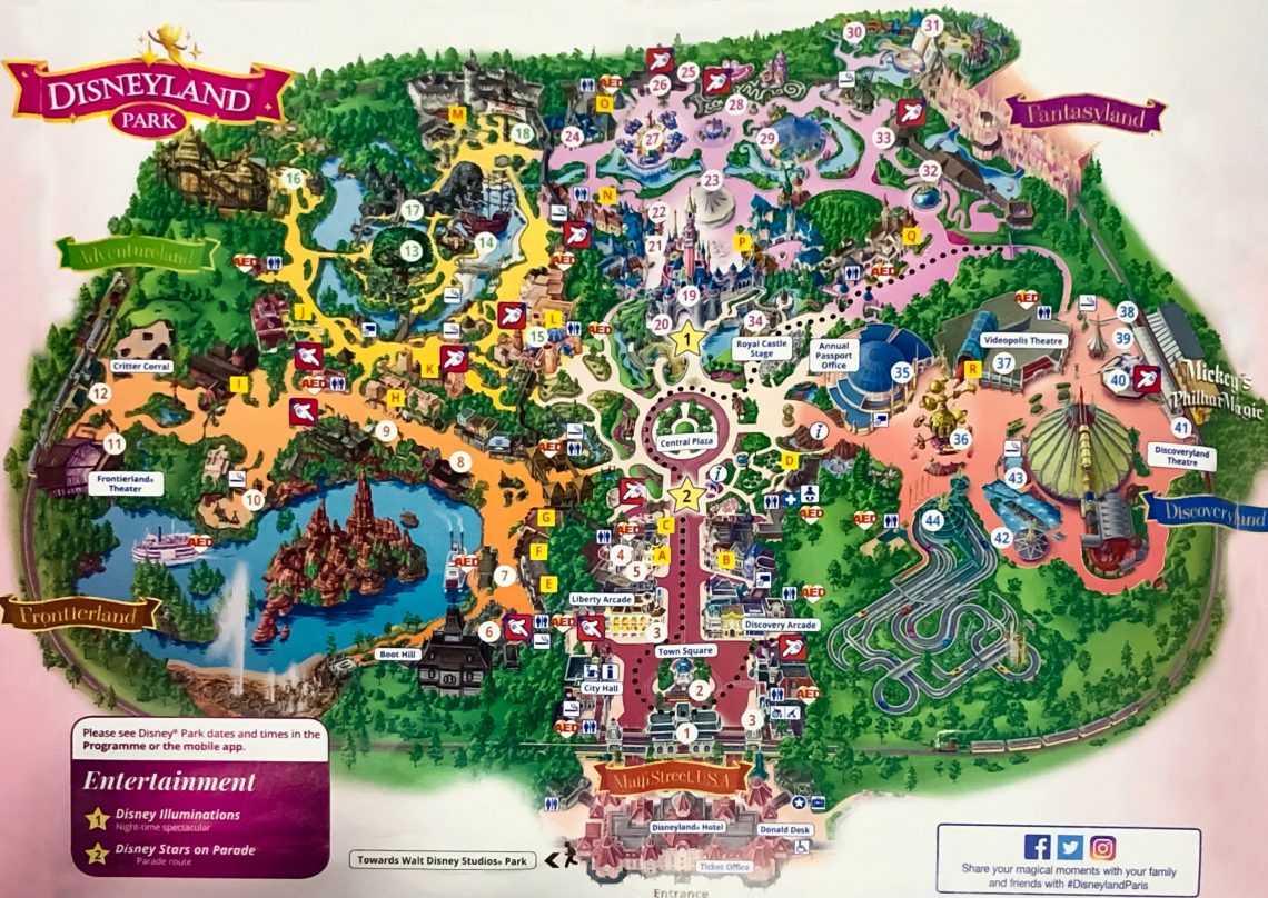 A Disneyland Paris Park é dividida em 5 áreas temáticas 