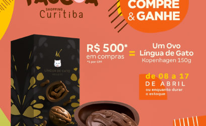 Páscoa do Shopping Curitiba tem compre e ganhe com Ovo Língua de Gato da Kopenhagen