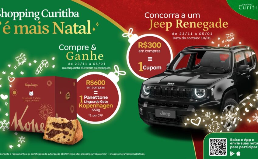Shopping Curitiba tem sorteio de Jeep Renegade e compre-ganhe da Kopenhagen